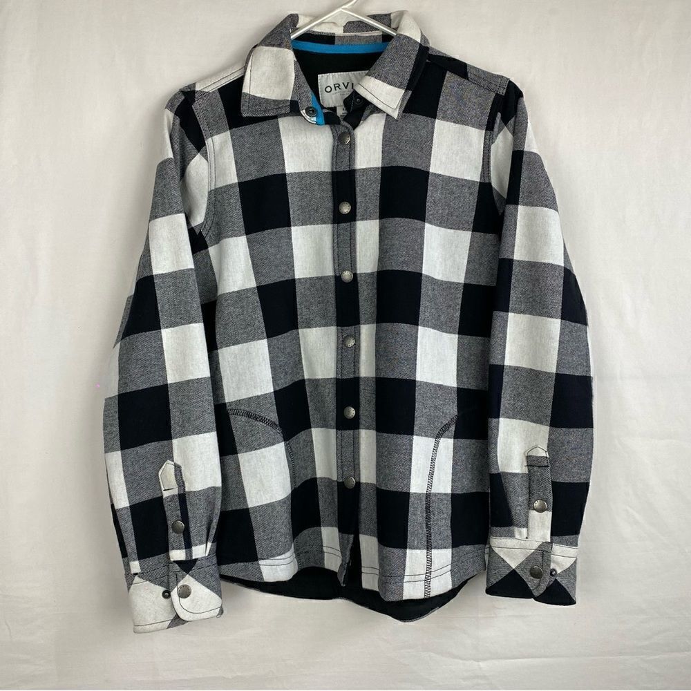 Orvis black and white plaid coat